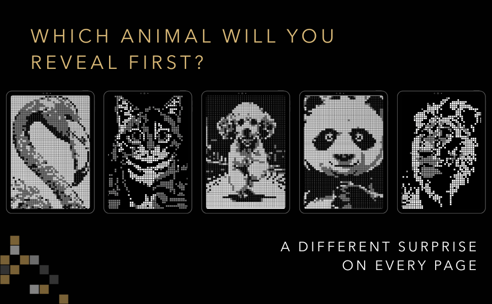 Black and gray puzzle previews