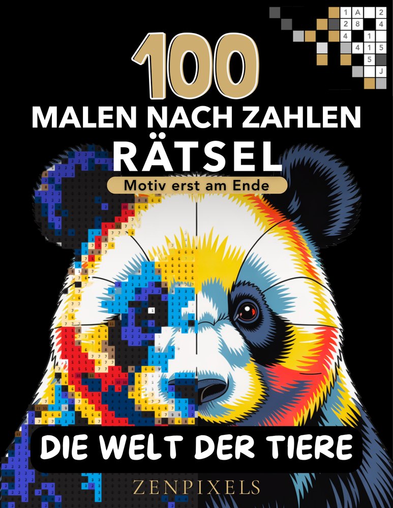 Cover: 100 Mystery Malen nach Zahlen Rätsel – Die Welt der Tiere